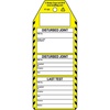 Disturbed Joint 3 part tag, English, Black on White, Yellow, 80,00 mm (W) x 200,00 mm (H)